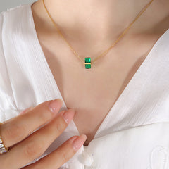 Birth Month Color Geometric Pendant Necklace