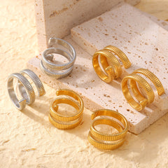 18K Gold-Plated Ribbed Open Ring