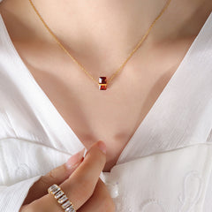 Birth Month Color Geometric Pendant Necklace