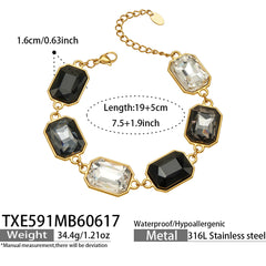 18K Gold-Plated Colored Glass Statement Jewelry