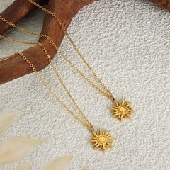 Gold-Tone Sunburst Pendant Necklace