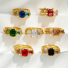 Cubic Zirconia Three-Row Statement Ring