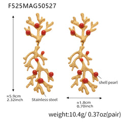 Gold-Tone Coral Branch Earrings