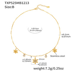 18K Gold-Plated Floral Cubic Zirconia Necklace & Bracelet