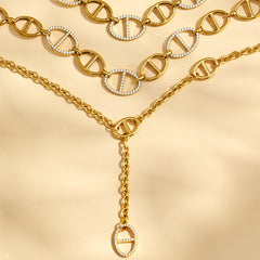 18K Gold-Plated Rectangle Cubic Zirconia Necklace