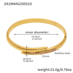 Open Cubic Zirconia Accent Bangle Bracelet