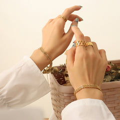 18K Gold-Plated Multi-Row Mesh Chain Bracelet
