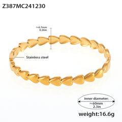 18K Gold-Plated Heart Link Bangle Bracelet