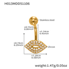 Cubic Zirconia Heart and Ball Navel Jewelry