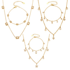 Cubic Zirconia Geometric and Flower Station Jewelry