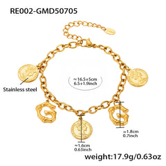 Gold-Tone Initial and Coin Charm Bracelet