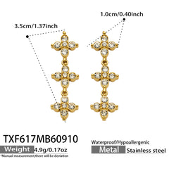 18K Gold-Plated Color Cubic Zirconia Flower Jewelry