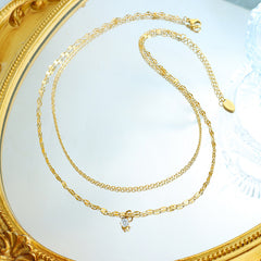 Gold-Tone Double-Layer Cubic Zirconia Necklace