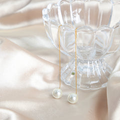 Shell-Pearl-Look Threader Earrings