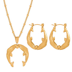 Dolphin Circle Earrings or Pendant Necklace