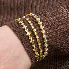 18K Gold-Plated Floral Sparkling Bangle Designs