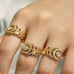 Cubic Zirconia Feather Ring and Hoop Earrings