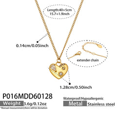 18K Gold-Plated Heart Stone-Accent Pendant Necklace