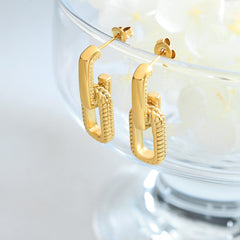 Textured Linked U-Drop Earrings