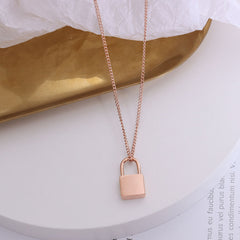 Polished Lock Pendant Necklace