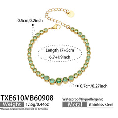 Color Cubic Zirconia Necklace Bracelet and Earrings