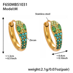 18K Gold-Plated Snake-Design Cubic Zirconia Huggie Earrings