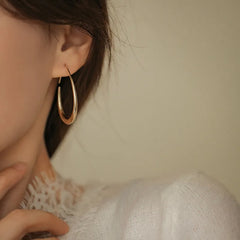 Nadine Minimalist Oval Hoop Earrings