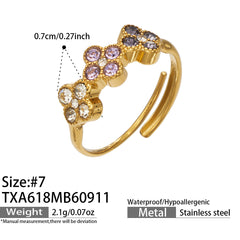 Color Cubic Zirconia Four-Petal Flower Jewelry