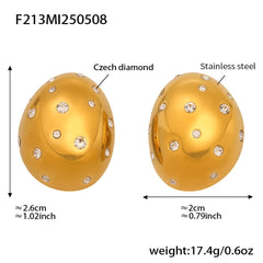 Czech Rhinestone Oval Stud Earrings