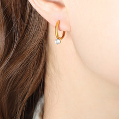 Cubic Zirconia Accent Hoop Earrings