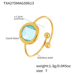 Gold-Tone Round Glass Open Ring