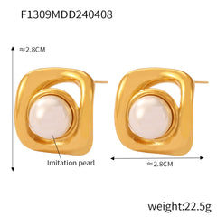 Sculptural Pearl-Look Stud Earrings