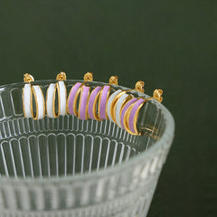 Double-Curve Enamel Stud Earrings