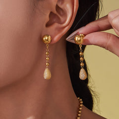 18K Gold-Plated Bead Chain Drop Jewelry