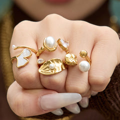 Pearl-Look & Cubic Zirconia Open Rings