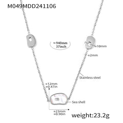 White Shell Geometric Long Necklace