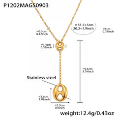 Polished Bean-Link Y-Lariat Necklace