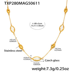 Faceted Glass Accent Link Necklace