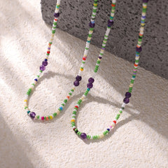 Multicolor Natural Stone Fine Bead Necklace