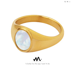 White Shell Minimal Band Ring