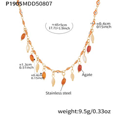 Enamel and Natural Agate Charm Necklace