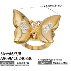 18K Gold-Plated Butterfly Ring Designs