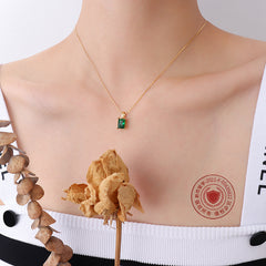 Green Cubic Zirconia Pendant Necklace