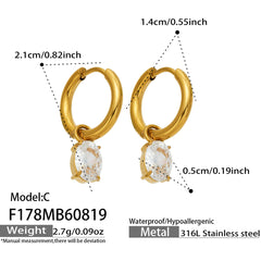 18K Gold-Plated Cubic Zirconia Pendant or Hoop Earrings
