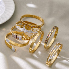 18K Gold-Plated Stone-Set Statement Clasp Bracelets