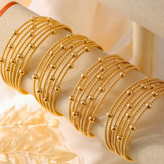 Gold-Tone Layered Bead Detail Cuff Bracelet