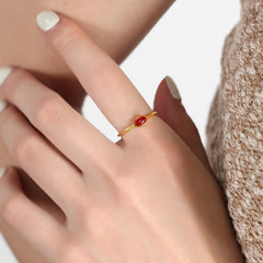 Colored Glass or Cubic Zirconia Accent Ring