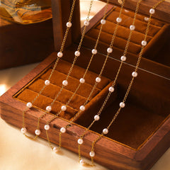 Pearl-Look Station Necklace and Bracelet