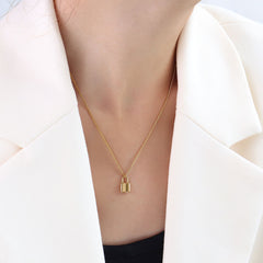 Polished Lock Pendant Necklace