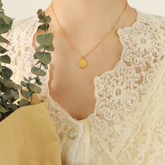 18K Gold-Plated Round Coin Pendant Necklace